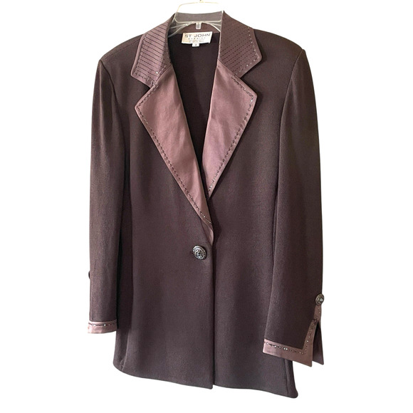 ST. JOHN EVENING by Marie Gray Women's Size 10 Brown Knit Elegant Jacket VTG USA - Picture 14 of 14